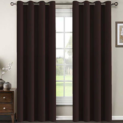 Picture of H.VERSAILTEX Blackout Curtain for Living Room Thermal Insulated Window Treatment Curtain Extra Long 108 inch Length Energy Saving Solid Grommet Top Blackout Drape, One Panel, Chocolate Brown