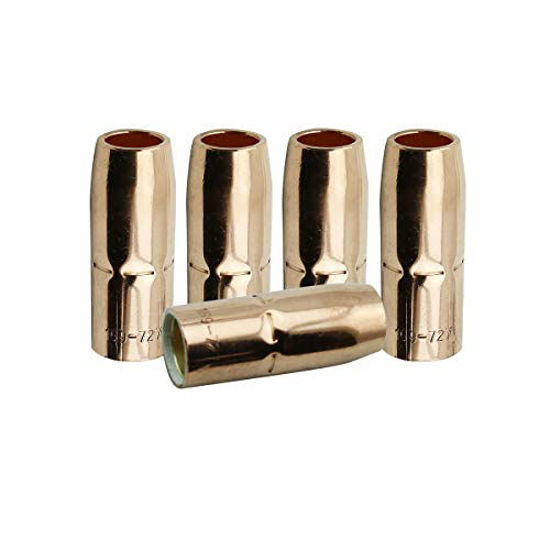 Picture of WeldingCity 5 Gas Nozzles 169-727 169727 5/8" Tip Stick-Out for Miller Hobart MIG Welding Guns