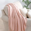 Picture of BOURINA Throw Blanket Textured Solid Soft Sofa Throw Couch Cover Knitted Decorative Blanket, 60" x 80" Pink