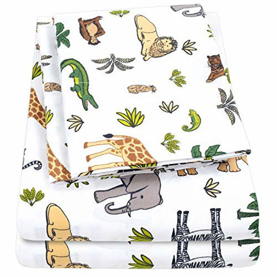 Picture of 1500 Supreme Kids Bed Sheet Collection - Fun Colorful and Comfortable Boys and Girls Toddler Sheet Sets - Deep Pocket Wrinkle Free Soft and Cozy Bedding - Twin, Wild Animal Kingdom