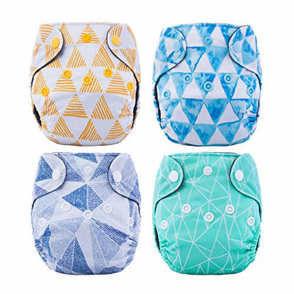 Picture of Thank u Mom Pocket Newborn Cloth Diapers for Less Than 12pounds Baby 4 Pack (Triangle)