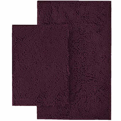 Picture of LuxUrux Bathroom Rug Set-Extra-Soft Plush Bath mat Shower Bathroom Rugs,1'' Chenille Microfiber Material, Super Absorbent (Rectangular Set, Plum)