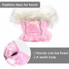 Picture of Beirui Waterproof Small Dog Coats for Winter - Warm Padded Pet Puppy Dog Snow Jacket - Cute Hoodie Clothes for Small Dogs Cat Puppies (Pink, Chest 21)