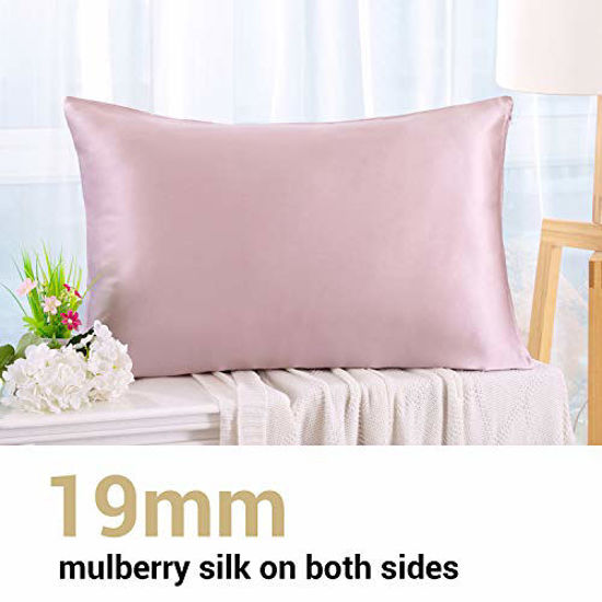 Picture of ZIMASILK 100% Mulberry Silk Pillowcase for Hair and Skin ,Both Side 19 Momme Silk, 1pc (Queen 20''x30'', Light Plum)