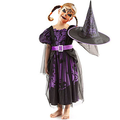 Picture of Halloween Witch Costume Set Fancy Party Dress Outfit for Girls(T 3-4Year)