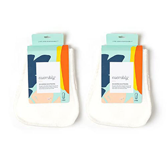 Picture of Esembly Overnighters, Cloth Diaper Doubler, Absorbency Booster, Reusable Organic Cotton Diaper Stay-Dry Liner for Nighttime or Heavy Wetters, Super Thirsty Cloth Diaper Insert, One Size, Pack of 4