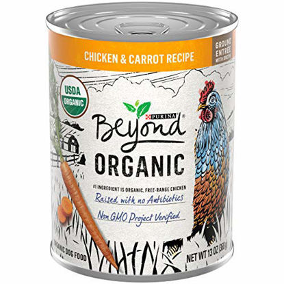 Picture of Purina Beyond Organic Wet Dog Food, Organic Chicken & Carrot Adult Recipe Ground Entrée with Broth - (12) 13 oz. Cans