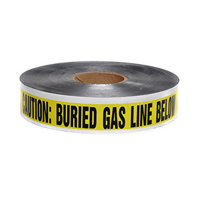 Picture of Swanson Tool Co DETY21005 2 inch x 1000 Foot 5 Mil DETECTABLE Safety Tape"Caution Buried Gas Line Below" Yellow/Black Print