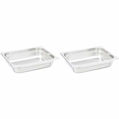 Picture of AmazonCommercial 1/2 Size x 2-1/2" Deep, Anti-Jam Stainless Steel Steam Table/Hotel Pan, 22 Gauge, Pack of 2