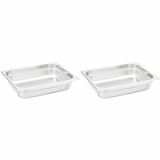 Picture of AmazonCommercial 1/2 Size x 2-1/2" Deep, Anti-Jam Stainless Steel Steam Table/Hotel Pan, 22 Gauge, Pack of 2