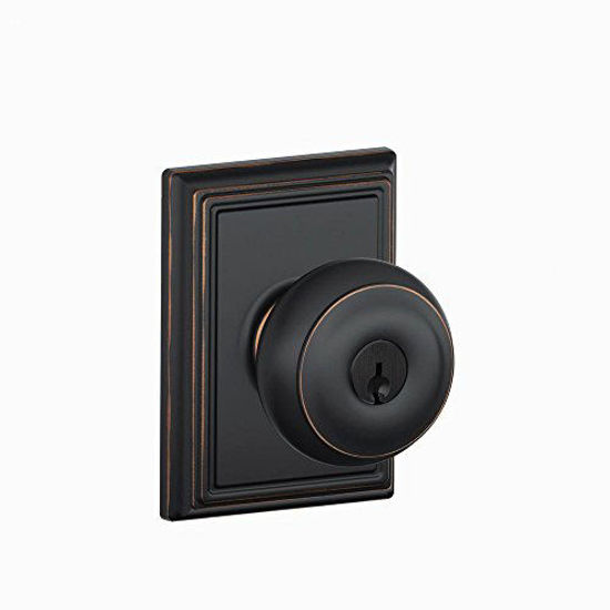 Picture of SCHLAGE F51A GEO 716 ADD Georgian Knob with Addison Trim Keyed Entry Lock, Aged Bronze