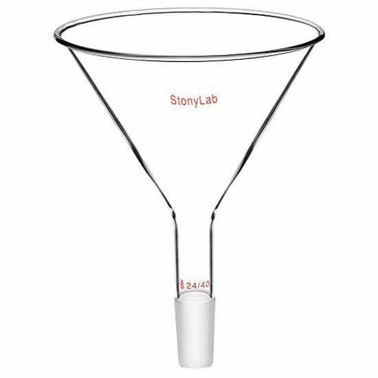 Picture of StonyLab Glass Short Stem Powder Funnel with 150 mm Top Outer Dimension and 24/40 Inner Joint Filter Funnel Glass Funnel