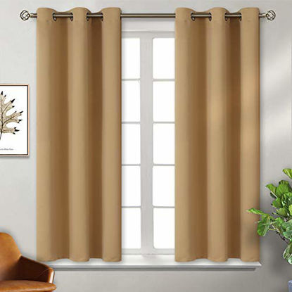 Picture of BGment Blackout Curtains for Bedroom - Grommet Thermal Insulated Room Darkening Curtains for Living Room, Set of 2 Panels (38 x 45 Inch, Khaki)