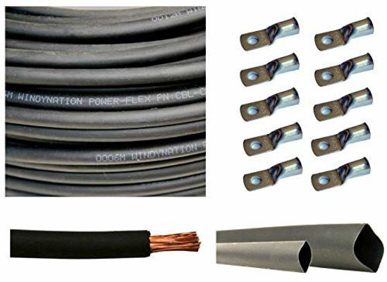 WNI 6 Gauge 10 Feet Black 6 AWG Ultra Flexible Welding Battery Copper Cable  Wire - Made In The USA - Car, Inverter, RV, Solar