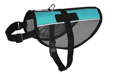 Picture of Dogline 30"-38" MaxAire Mesh Vest for Dogs and 2 Removable Blank Patches, X-Large, Turquoise