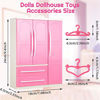 Picture of Doll Closet Furniture Wardrobe Clothing Organizer Doll Open Wardrobe Dollhouse Closet with 20 Pieces Doll Hangers 2 Style Pink Plastic Hangers Dollhouse Furniture Accessories