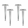 Picture of Geesatis 10 inch / 250 mm Furniture Legs Nickel Brushed Finished Cabinet Closet Furniture Feet Round Tall Sleek Tapered for Desk Decoration, with Mounting Screws, Silver & Straight, 4 Pack