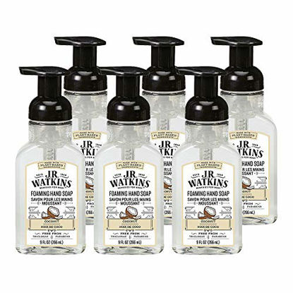 Picture of J.R. Watkins Foaming Hand Soap For Bathroom or Kitchen, Scented, USA Made And Cruelty Free, Coconut, 9 Fl Oz x Pack of 6