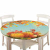 Picture of Elastic Edged Polyester Fitted Table Cover,Fall Season Yield Thanksgiving Image Fallen Leaves Branches Pumpkins Decorative,Fits up 45"-56" Diameter Tables,The Ultimate Protection for Your Table,Orange