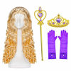 Picture of BELOAN Princess Costume Baby Girls Birthday Party Layered Dress Up with Crown Wand Wig Gloves Full Accessories Age4-5 Years Purple