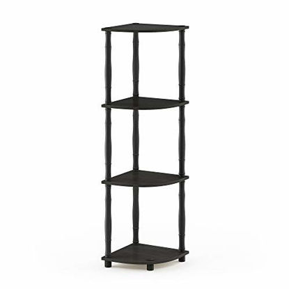 Picture of Furinno Turn-N 4-Tier Multipurpose Corner Display Rack with Classic Tubes, Espresso/Black