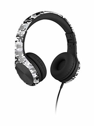Picture of LilGadgets Connect+ PRO Kids Premium Volume Limited Wired Headphones with SharePort and Inline Microphone (Children) - Snow Camo