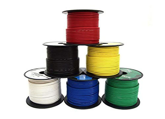 Picture of 16 Gauge Wire Combo 6 Pack 12V 100'FT per Roll (600 ft Total) 16 Gauge Auto Wire Copper Clad Aluminium Low Voltage 16 Gauge Wire