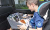 Picture of Kids Travel Tray for Car Seat with Dry Erase, Cup/iPad/Holder, 16x12 (Gray)