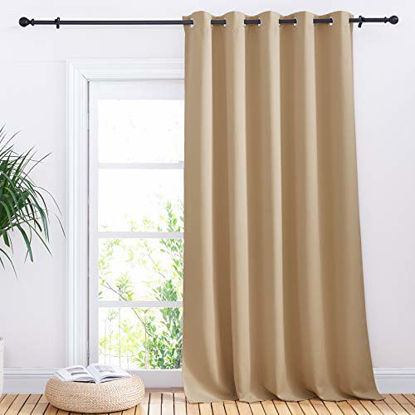 Picture of NICETOWN Sliding Door Blinds Window Treatment, Blackout Patio Door Curtain Panels, Privacy Thermal Drapes for Department (Biscotti Beige, W70 x L95)