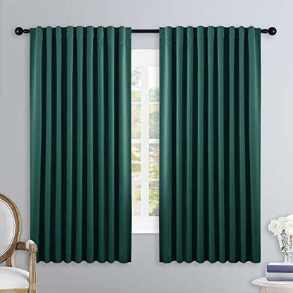 Picture of NICETOWN Living Room Blackout Draperies Curtains - (Hunter Green Color) W70 x L63, 2 Pieces, Home Decoration Window Blackout Drape Panels for Patio Door