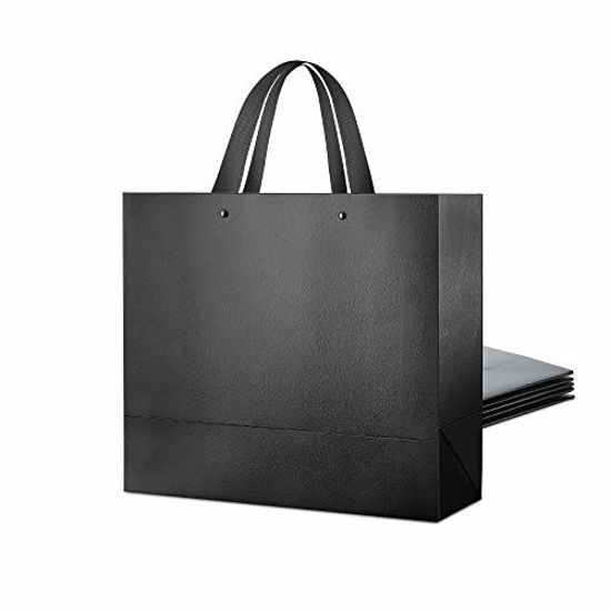 Picture of PACKHOME 6 Extra Large Gift Bags 17.5x6x16 Inches, Black Premium Gift Bags with Handles for Gift Giving (Glossy Black with Embossing)