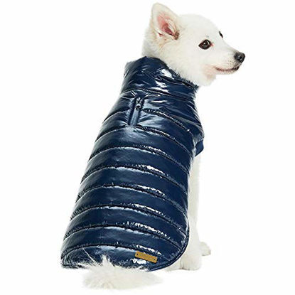 Picture of Blueberry Pet 2020 New Cozy & Comfy Windproof Lightweight Quilted Fall Winter Dog Puffer Jacket in Navy Blue, Back Length 14", Warm Coat for Small Dogs