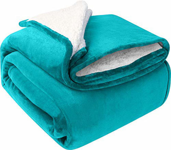 Picture of Utopia Bedding Sherpa Bed Blanket Queen Size Turquoise 480GSM Plush Blanket Fleece Reversible Blanket for Bed and Couch