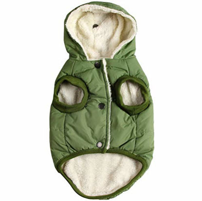 Picture of Vecomfy Fleece Lining Extra Warm Dog Hoodie in Winter for Large Dogs Jacket Pet Coats with Hooded Green XXXL