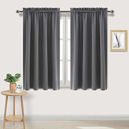 Picture of DWCN Dark Grey Room Darkening Blackout Curtains - Thermal Insulated Privacy Energy Saving Window Curtain Drapes 52 x 45 inch Length, Set of 2 Bedroom Living Room Curtains