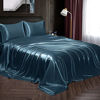 Picture of Homiest 4pcs Satin Sheets Set Luxury Silky Satin Bedding Set with Deep Pocket, 1 Fitted Sheet + 1 Flat Sheet + 2 Pillowcases (Full Size, Deep Sea Blue)