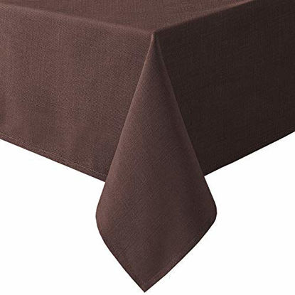 Picture of Linen Textured Table Cloths Rectangle 60 x 120 Inch Premium Solid Tablecloth Spill-Proof Waterproof Table Cover for Dining Buffet Feature Extra Soft And Thick Fabric Wrinkle Free, Chocolate