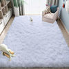 Picture of Fluffy Soft Kids Room Rug Baby Nursery Decor, Anti-Skid Large Fuzzy Shag Fur Area Rugs, Modern Indoor Home Living Room Floor Carpet for Children Boys Girls Bedroom Rugs, White 4 x 5.9 Feet