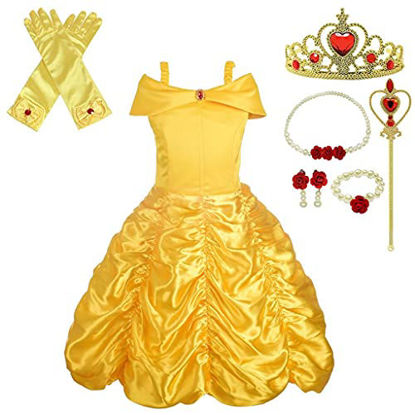 Picture of Dressy Daisy Baby-Girls' Princess Yellow Gold Ball Gown Birthday Party Fancy Dress Up Halloween Costume with Accessories Size 18-24 Months