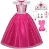 Picture of Girls Princess Dress Costume Halloween Birthday Dress Up with Accessorries 3-8Years pink 130cm