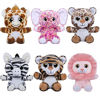 Picture of Nleio Stuffed Animal Plush Toys Set, 6 Inch Jungle Stuffed Animals with Lion, Elephant, Zebra, Giraffe, Tiger, Leopard, Super Cute & Soft, Small Stuffed Animals Gift for Baby Kids of Ages 0+, 6 Pcs