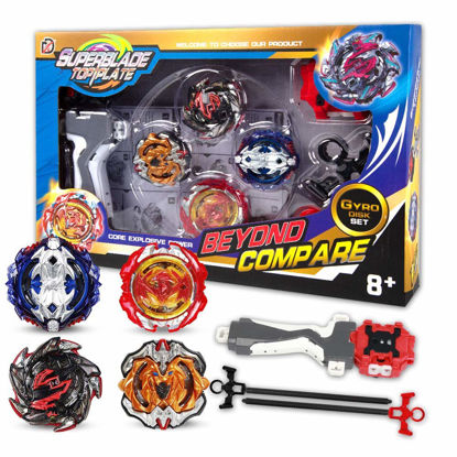 Picture of Innoo Tech Bey Battle Blade Burst | 4 Pieces Speed Gyro Metal Combat Gyro Set | 4D Fusion Model Burst Evolution Combination Series with 2 Launcher Toys for Kids