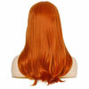 Picture of Long Wavy Ginger Orange Wigs with Bangs for Women | Green Scarf | Purple Headband (Adult Size)