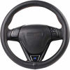 Picture of Black Genuine Leather Steering Wheel Cover Soft Silica Gel Liner 15 Inch for Fusion Altima Etc Most Cars