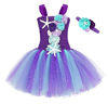 Picture of Cotrio Mermaid Tutu Dress Girls Mermaid Birthday Party Princess Dress Halloween Costume Outfits Toddler Kids Mermaid Starfish Tulle Tutu Skirt (4-5 Years, Deep Purple)