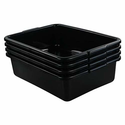 Picture of Teyyvn 13 L Plastic Bus Box/Utility Box, Commercial Wash Basin Tote Box, 4-Pack, Black