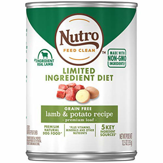 Picture of NUTRO Limited Ingredient Diet Adult Canned Soft Wet Dog Food Premium Loaf Lamb & Potato Recipe, (12) 12.5 oz. Cans