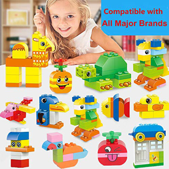 Picture of Large Building Blocks, 135 Pieces Kids Toddler Educational Toy Classic Big Size Bricks Building Blocks, 20 Fun Shapes with Reusable Storage Bucket, Compatible Block Construction Toys, STEM Gift Toys