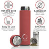 Picture of Pure Zen Tea Thermos with Infuser - Insulated Tea Infuser Bottle for Tea, Coffee and Fruit-Infused Water - Portable Travel Tea Mug with Infuser and Lid - Unique Gifts for Women - 15oz Tea Bottle Red