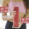 Picture of Pure Zen Tea Thermos with Infuser - Insulated Tea Infuser Bottle for Tea, Coffee and Fruit-Infused Water - Portable Travel Tea Mug with Infuser and Lid - Unique Gifts for Women - 15oz Tea Bottle Red